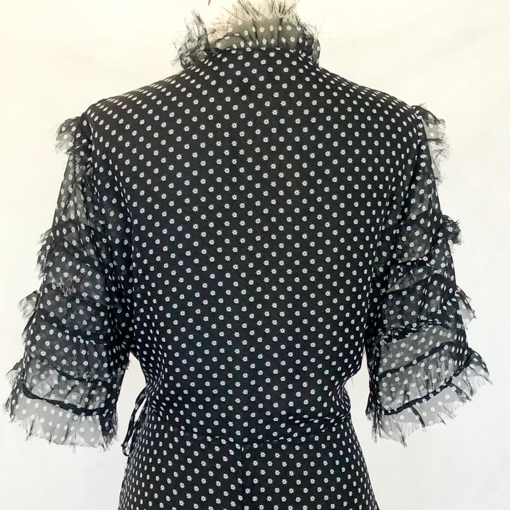 Lulu’s Black Polka Dot Chiffon Wrap Dress - Picture 5 of 8
